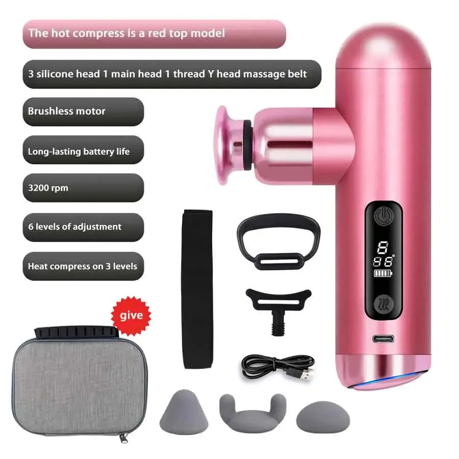 New Massage Gun Brushless Motor Percussion Deep Tissues Electric Handheld Portable Massager Relaxation Relief Body Muscle - Luvia