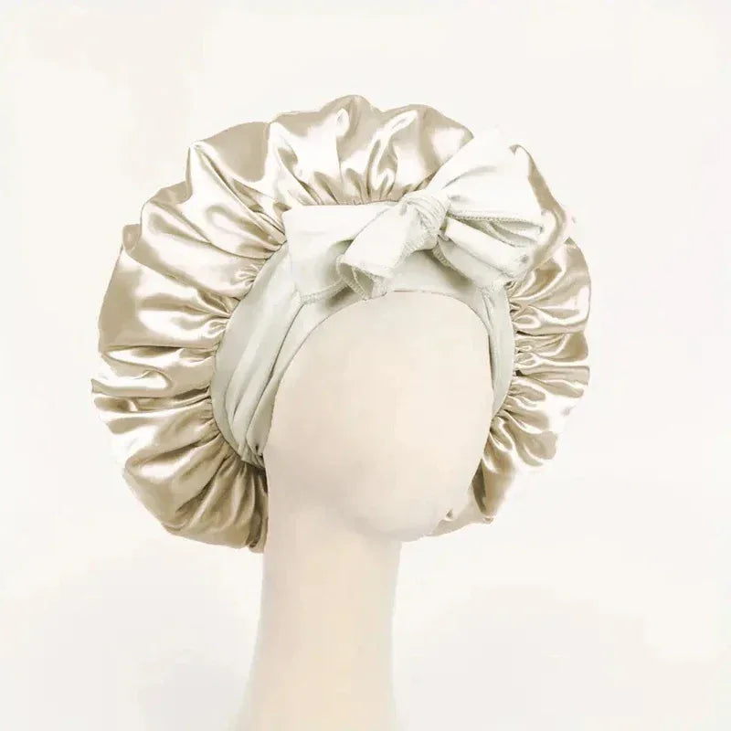 Satin Silk Hair Bonnet | Adjustable Tie Band | Sleep Bonnet for Women Men | Unisex Protective Headwear - Luvia