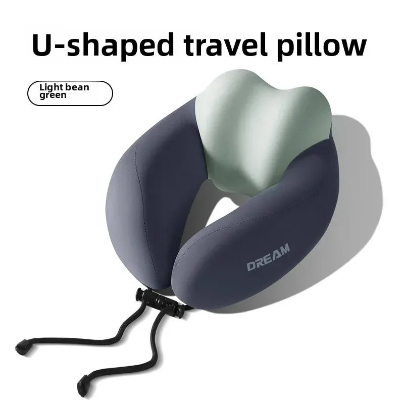 Memory Foam U-Shaped Neck Pillow for Travel & Airplane - Ergonomic Cervical Support Pillow with Portable Design Washable Cover - Luvia