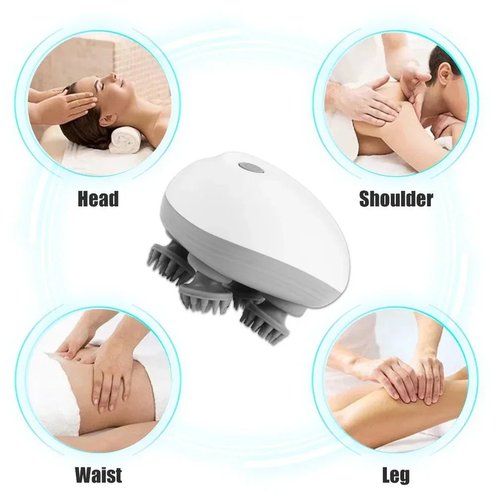 Electric Head Scalp Massager with 4 Kneading Massage Heads Body Deep Tissue Massager for Hair Growth Relaxtion and Cat Pet Claw - Luvia