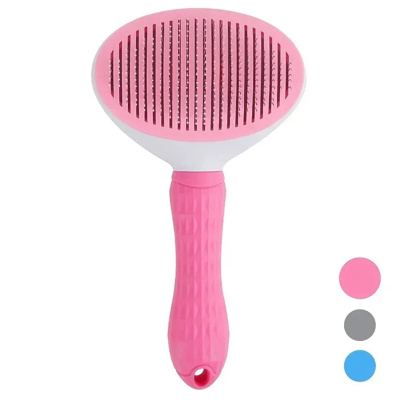 One-Click Pet Hair Removal Comb for Effortless Grooming of Dogs and Cats - Float Hair Removal Slicker Brush with Automatic Funct - Luvia