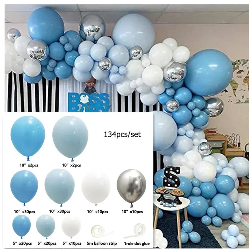 Balloon Arch Kit Party Decoration For Baby Shower Boy Set Birthday Party Blue White Decoration Anniversaire Garland Balloon - Luvia