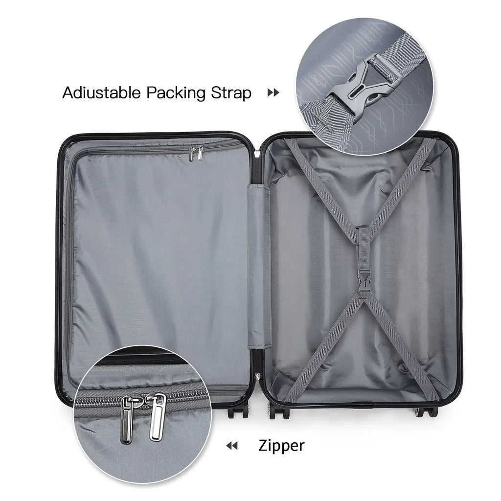 KONO TSA Lock, suitcase (M/L/XL) TONO Hard Case, Lightweight ABS Trolleys with Twin wheels - Luvia