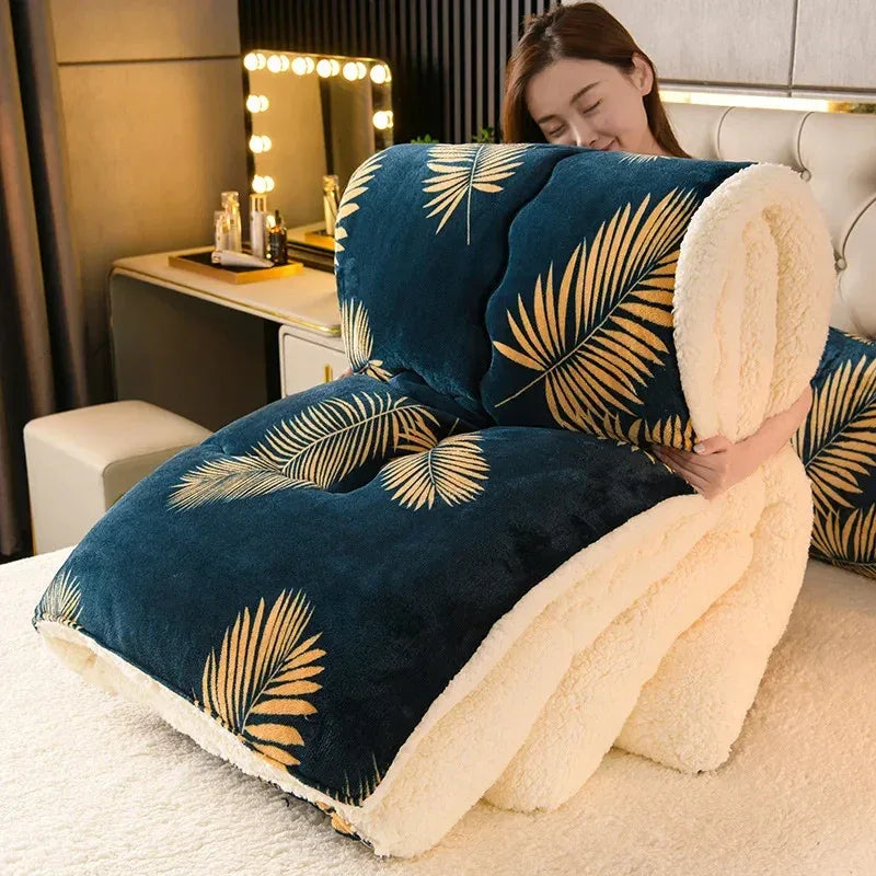 New Super Thick Winter Warm Blanket for Bed Artificial Lamb Cashmere Weighted Blankets Soft Comfortable Warmth Quilt Comforter - Luvia