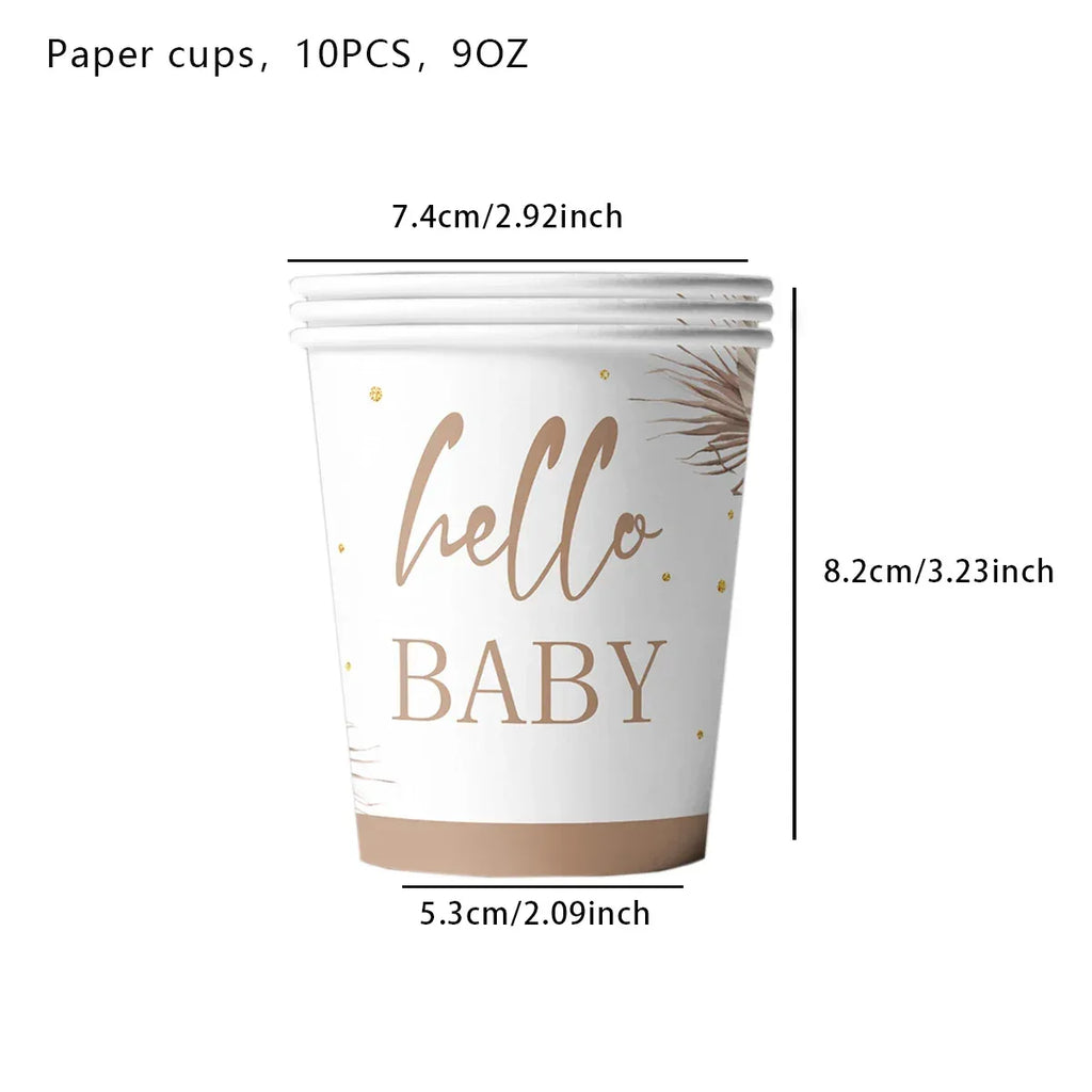 kit Kids Birthday Party Balloons Hello Baby Boy Girl DIY Cake Topper Paper Tableware 1st Birthday Party Baby Shower Decorations - Luvia