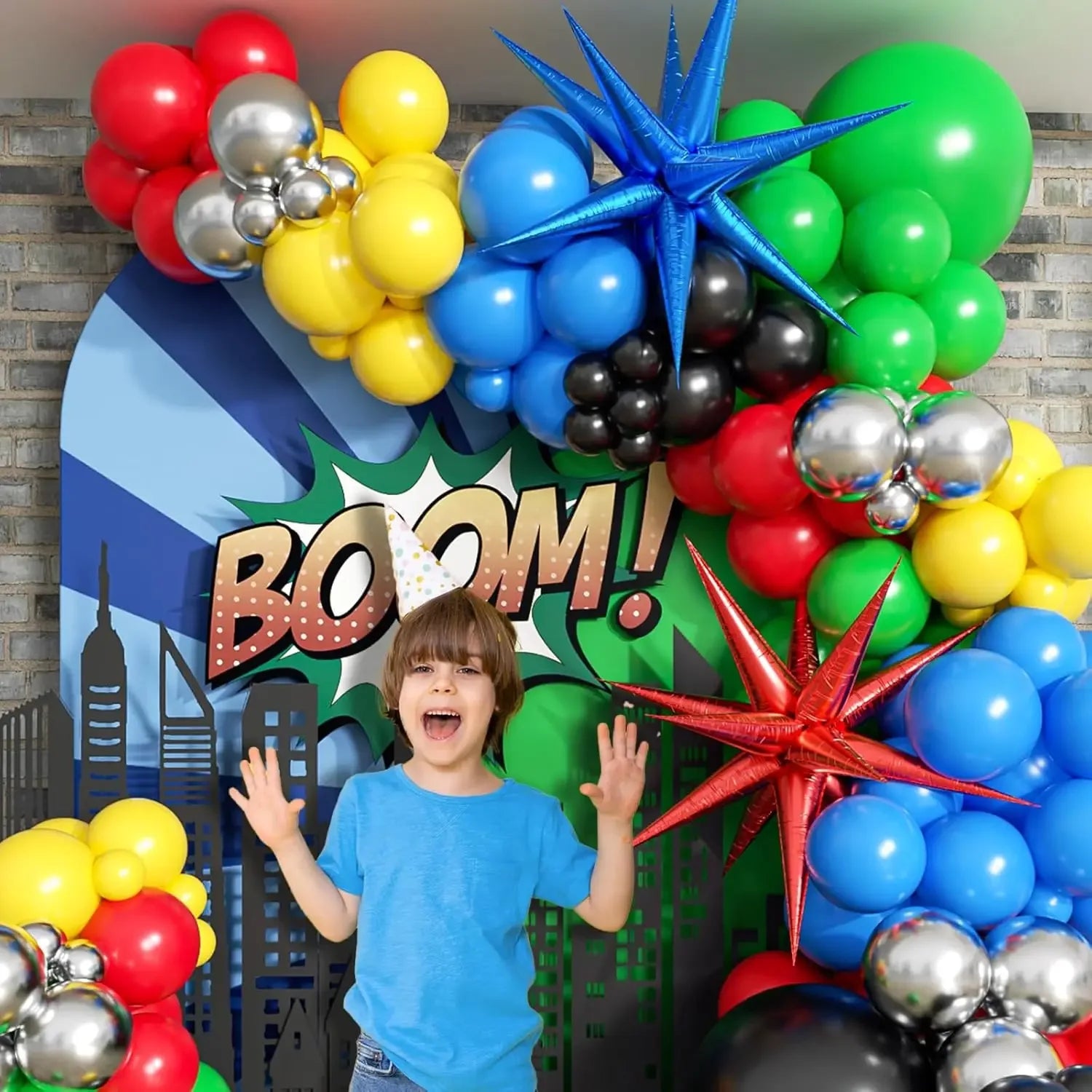 137pcs Balloon Arch Kit - Red/Blue/Yellow/Green/Black for Birthday Party Carnival Decor - Luvia