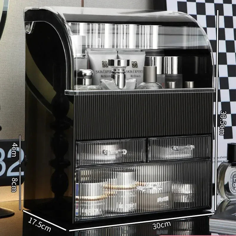 30x17.5x36cm Large Drawer Organizer Makeup Clear Acrylic Box With Perfume Cosmetic Display Capacity Lid Cosmet Storage Box - Luvia