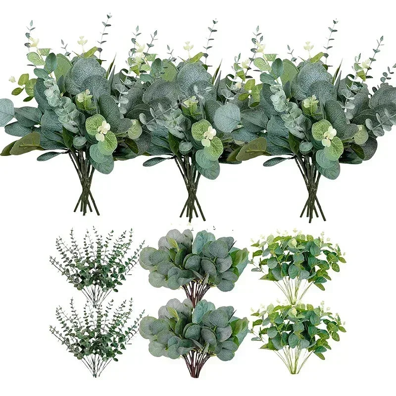 100 Pcs Artificial Eucalyptus Stems Fake Greenery Leaves Stems Faux Eucalyptus Plant for Floral Arrangement Green Leaves Decor - Luvia