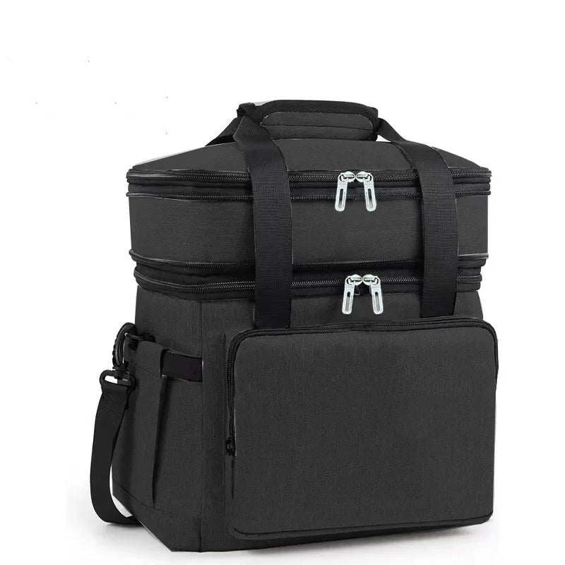 Insulated Lunch Bag|Leak-proof polyester cooler tote with PVC lining|Adjustable shoulder strap and side mesh pockets. - Luvia