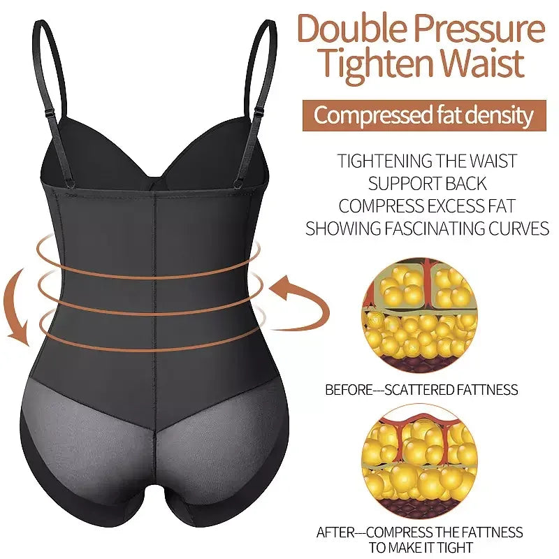 Shapewear Bodysuit for Women Slimming Body Shaper Waist Trainer Sexy V Neck Underwire Bra Jumpsuit Tummy Control Smooth Bodywear - Luvia