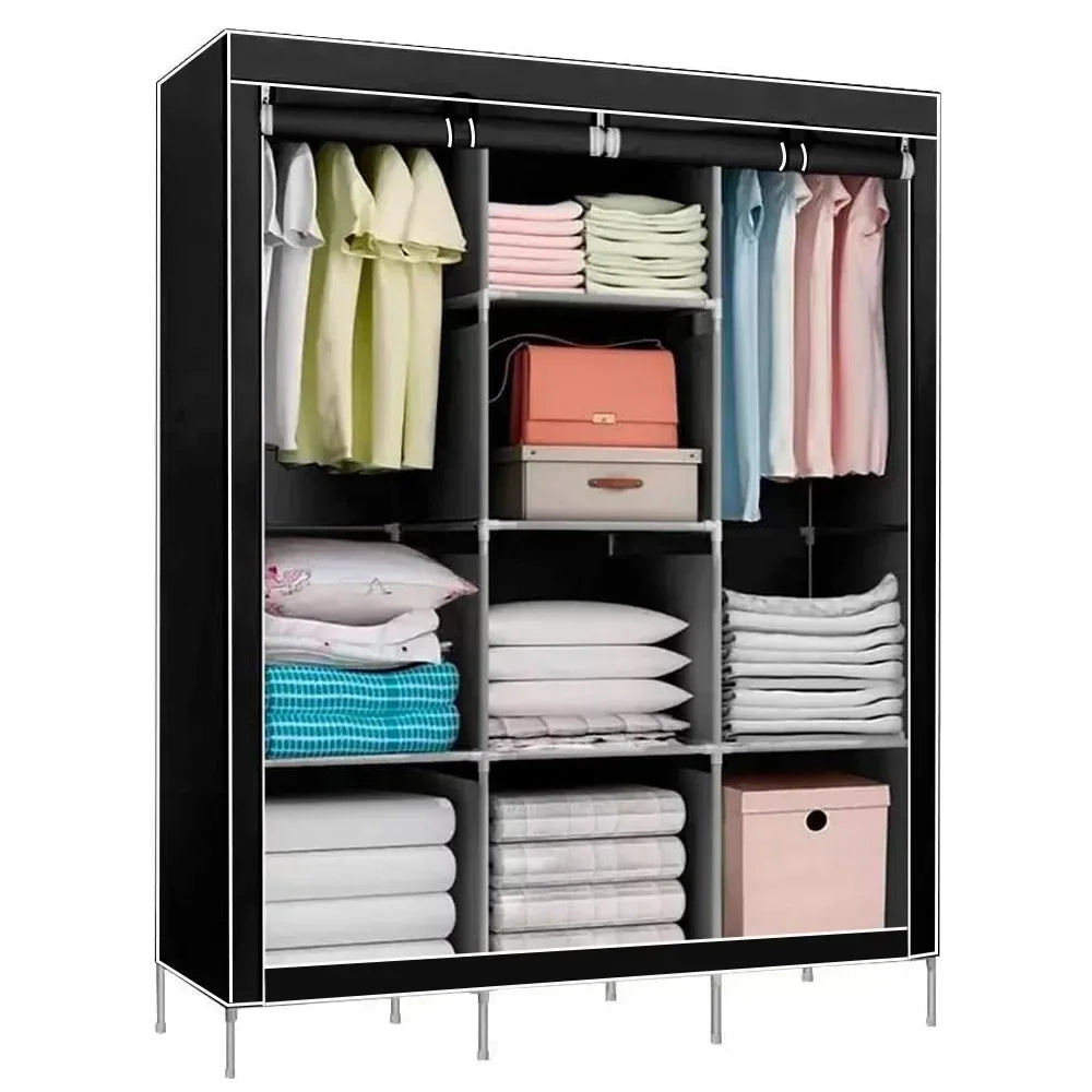 Portable Wardrobe Clothes Organizer Non-Woven Fabric Wardrobe Storage Cupboard for Bedroom 128*45*170cm Storage Shelves - Luvia