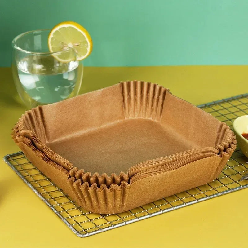 50Pcs Disposable Air Fryer Paper Oil Absorbing And Anti Oil Paper Tray Non Stick Baking Pad Large Toughness Square - Luvia