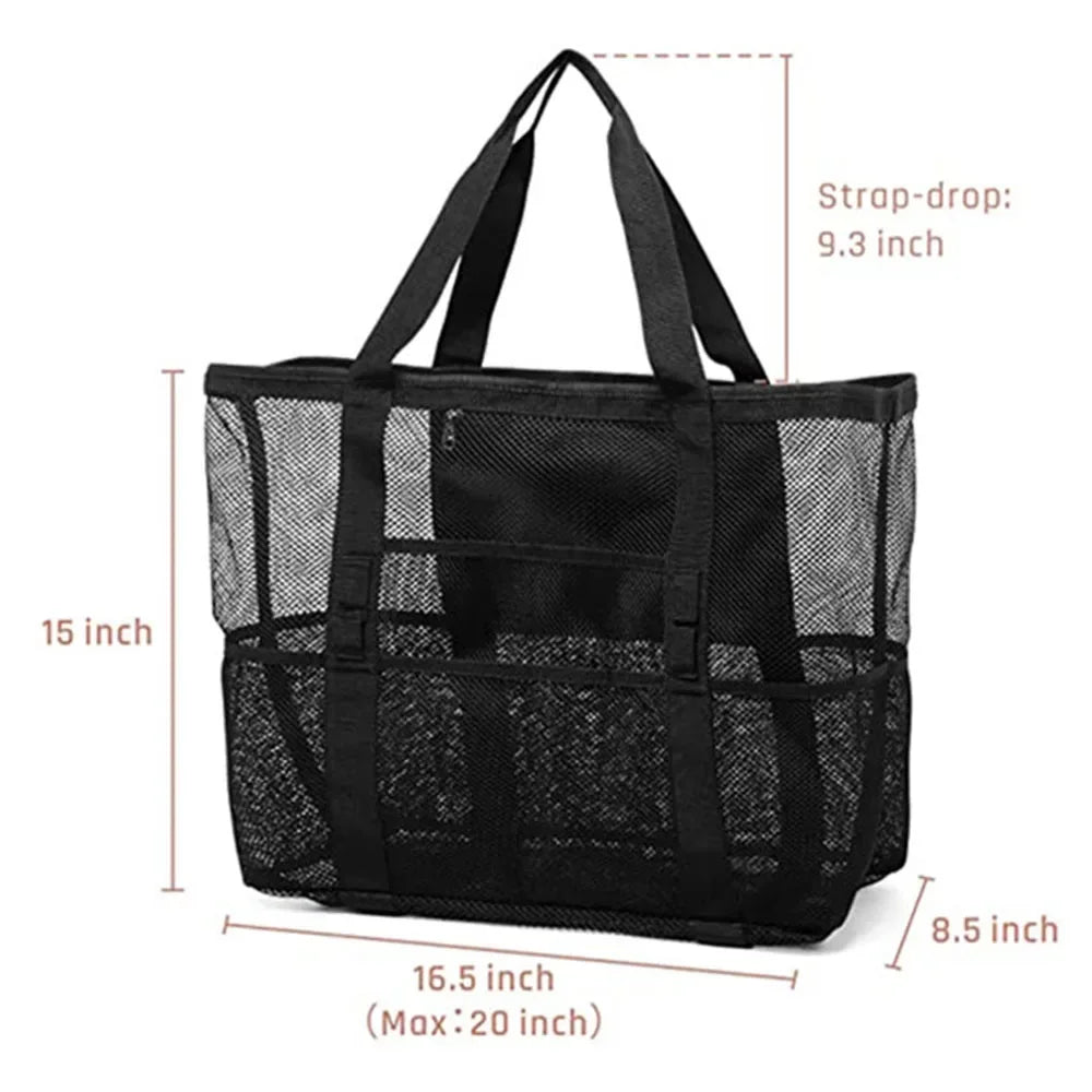 Mesh Beach Bag Waterproof Sandproof - Large Tote Pool Bag for Women Vacation Essentials Beach Accessories - Luvia