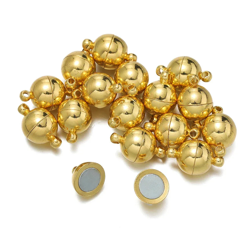 10pair/Lot 6/8/10mm Round Magnetic Connectors Clasps Magnet Charms End Cap for DIY Jewelry Making Couple Bracelet Necklace - Luvia