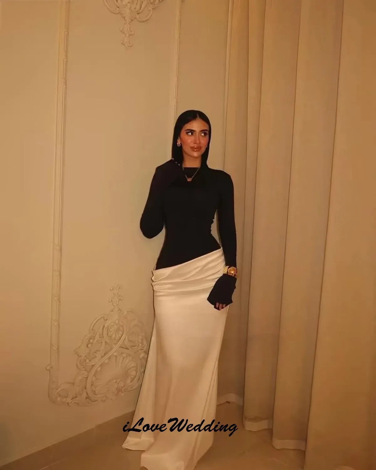 Elegant Evening Dresses 2025 Wedding Party Dress For Woman Satin Formal Prom Dresses Long Sleeve Floor Length Gala Customized - Luvia