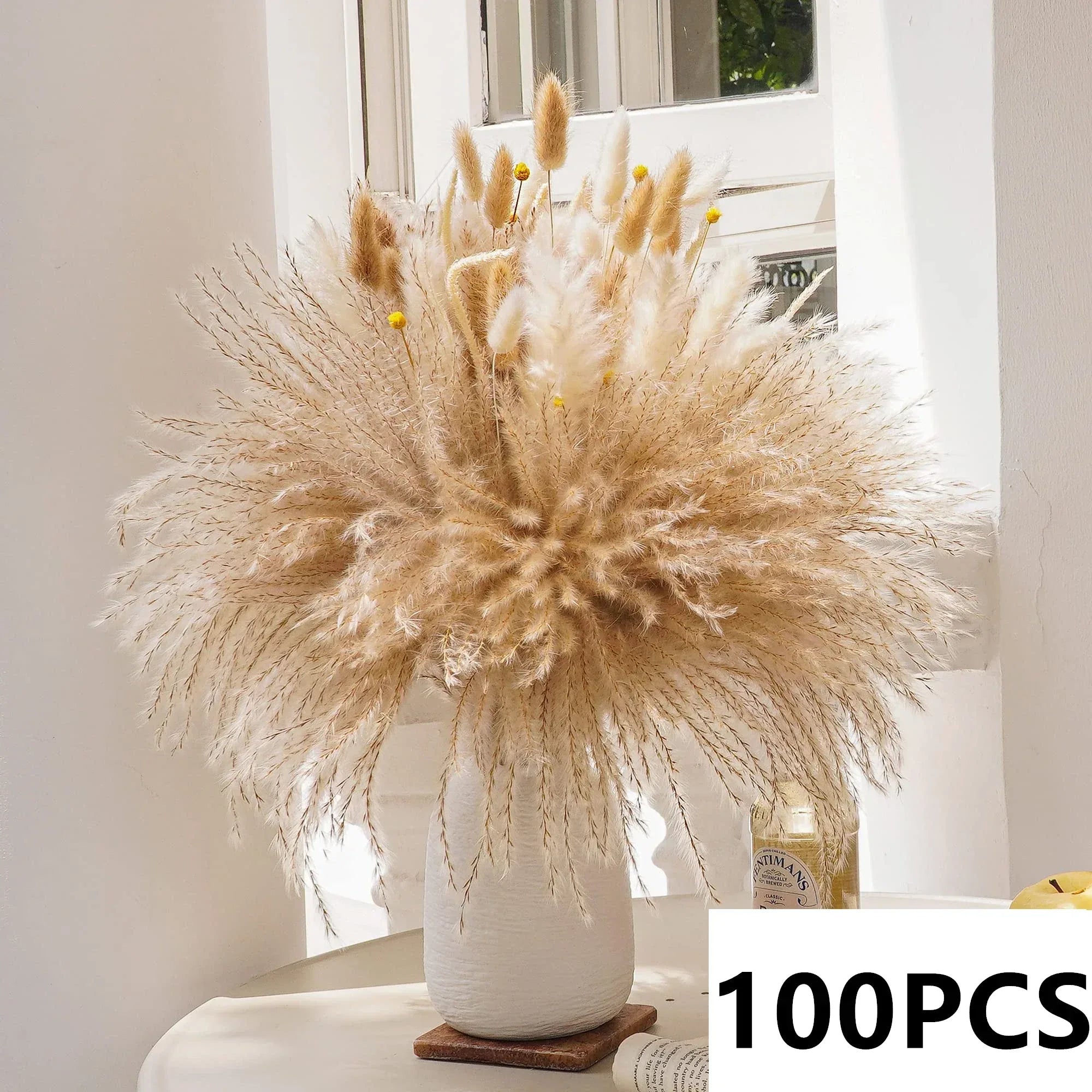 Natural Pampas Grass Bouquet Dried Flowers Autumn Home Room Decoration DIY Christmas Gift Artificial Flowers Wedding Arrangement - Luvia