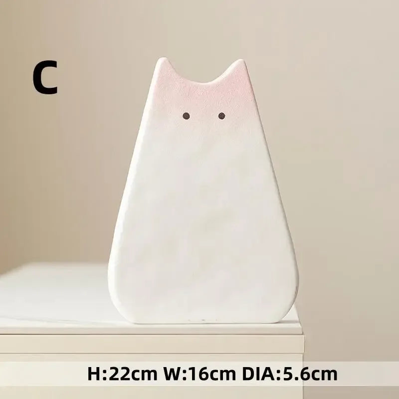 Cute cat-like ceramic vase, Nordic style, simple and cute, decoration for dried flower arrangement, hydroponic living room - Luvia