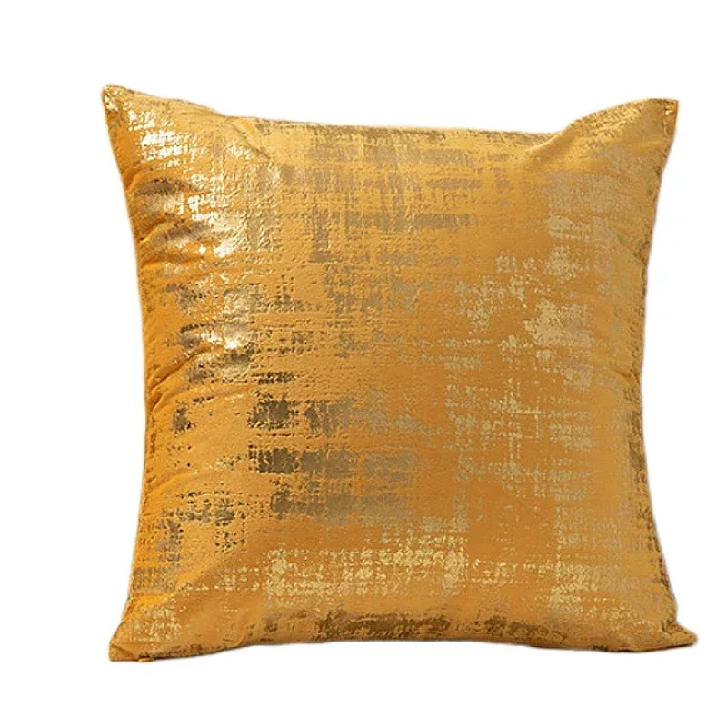 1pc Velvet Gold Printing Cushion Cover 45x45cm Decorative Throw Pillow Cover for Sofa Livingroom Decor Pillowcase - Luvia