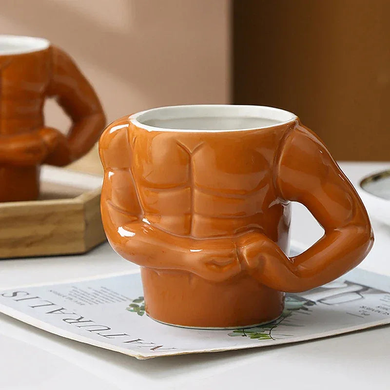 3D Ceramic Mug Muscle Mug Coffee Mug Milk Mug Man Gym Trainer Office Household Creative Funny Water Cup New Year Birthday Gift - Luvia