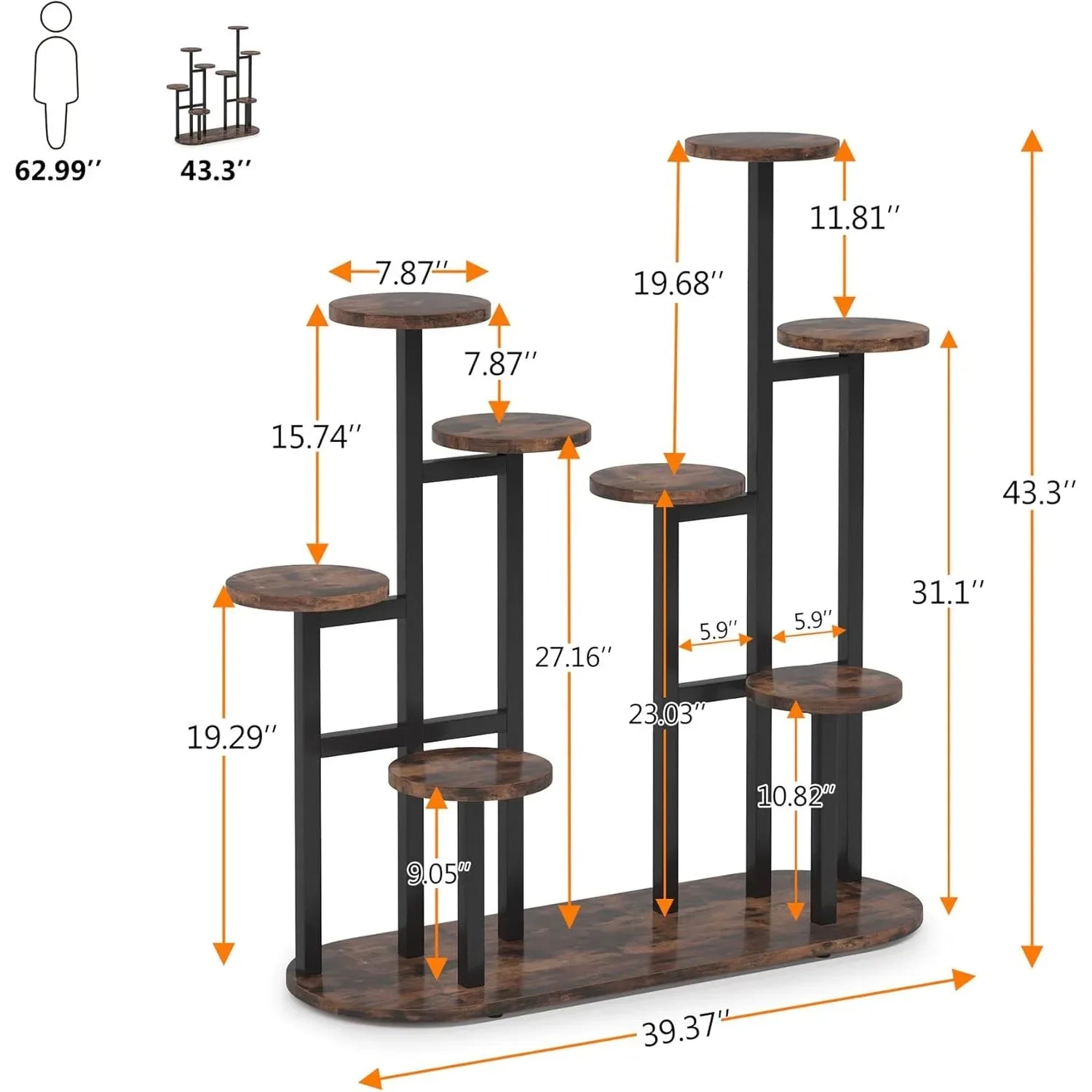 Plant Stand Indoor, Multi-Tiered 11 Potted Plant Shelf Flower Stands, Tall Plant Rack Display Holder Planter Organizer - Luvia