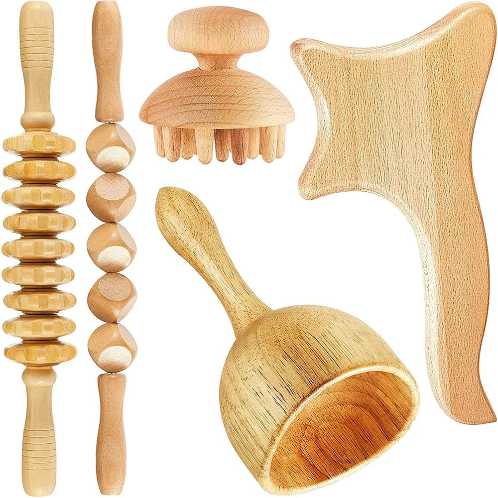 Wood Therapy Massage Tool Lymphatic Drainage Massager Anti Cellulite Fascia Massage Roller for Full Body Muscle Pain Relief - Luvia