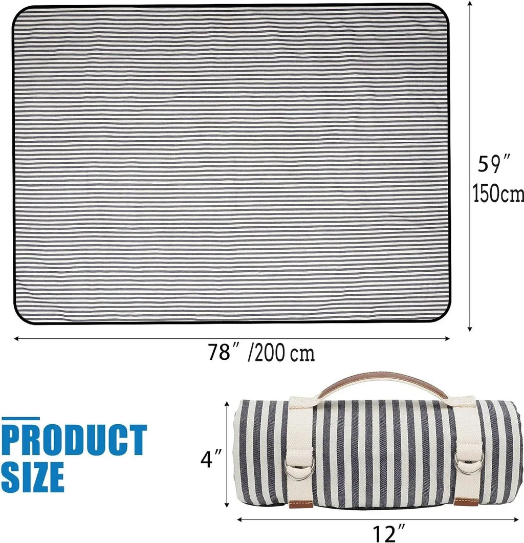 Waterproof Picnic Blanket Portable with Carry Strap for Beach Mat or Family Outdoor Camping Party - Luvia