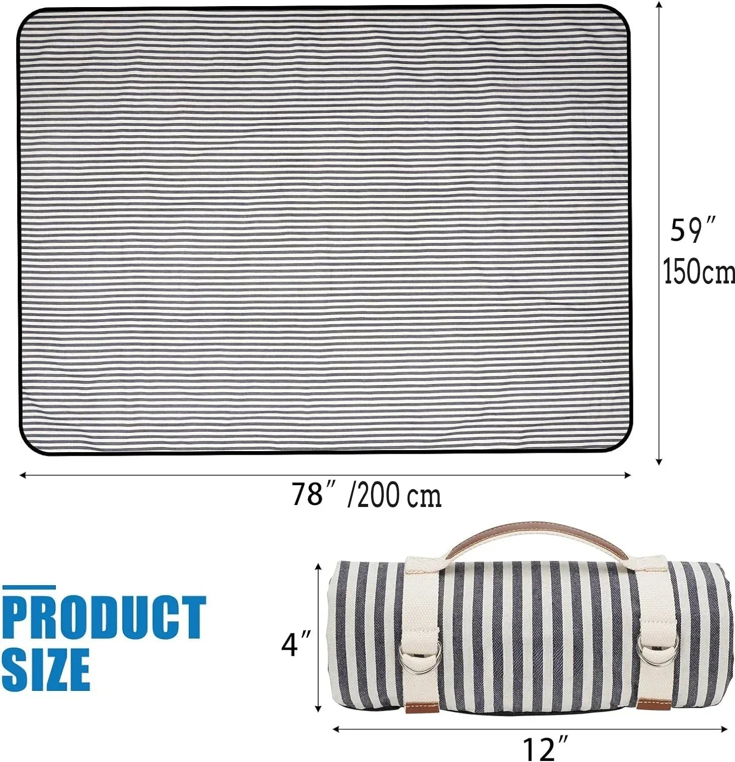 Waterproof Picnic Blanket Portable with Carry Strap for Beach Mat or Family Outdoor Camping Party - Luvia