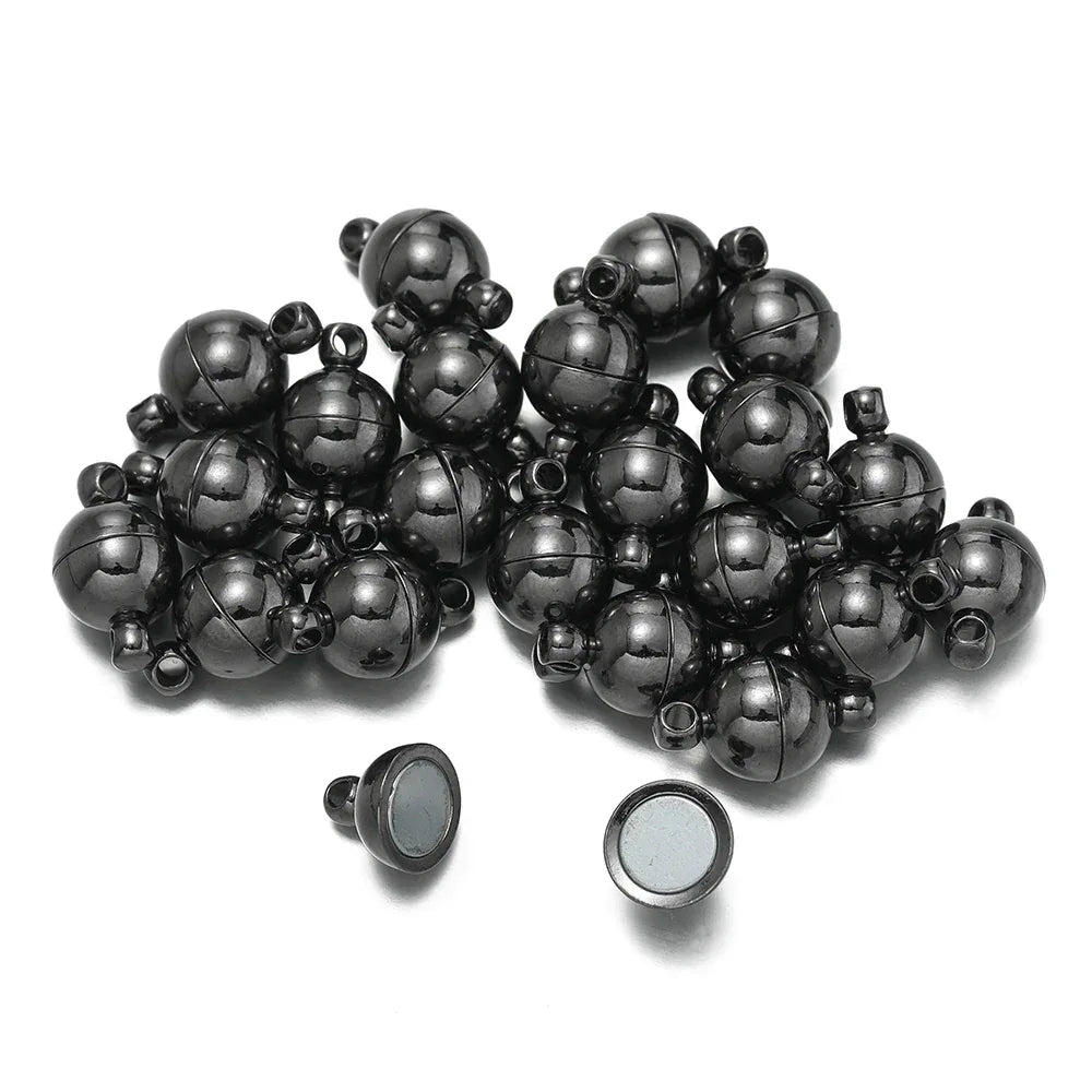 10pair/Lot 6/8/10mm Round Magnetic Connectors Clasps Magnet Charms End Cap for DIY Jewelry Making Couple Bracelet Necklace - Luvia