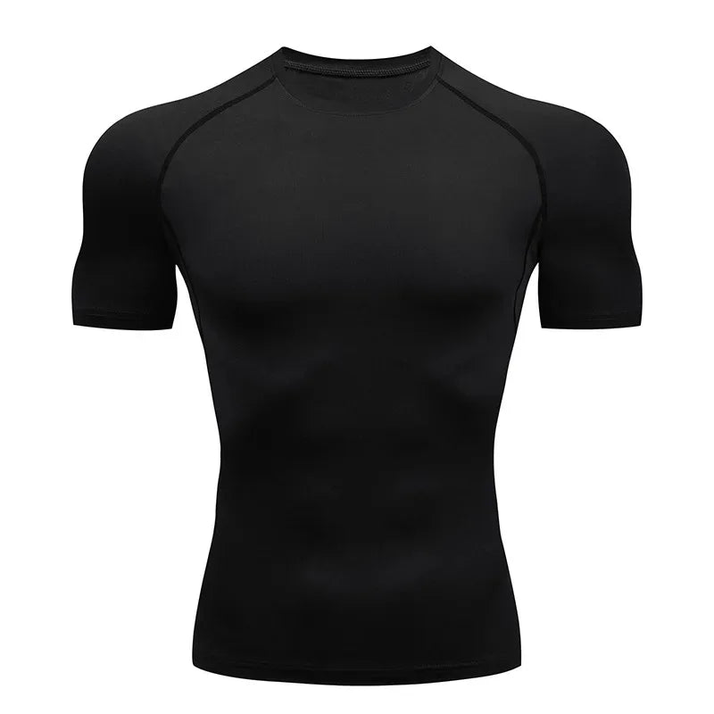 Men's Compression Top, Active Mid Stretch Breathable Moisture Wicking Workout T-shirt For Outdoor Sports - Luvia