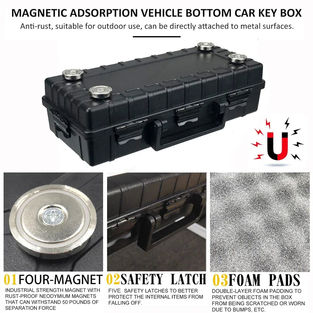 Magnetic Key Holder Under Car Hide Key Box with Strong Magnet Waterproof Magnetic Key Hider Rustproof Magnetic Storage Box - Luvia