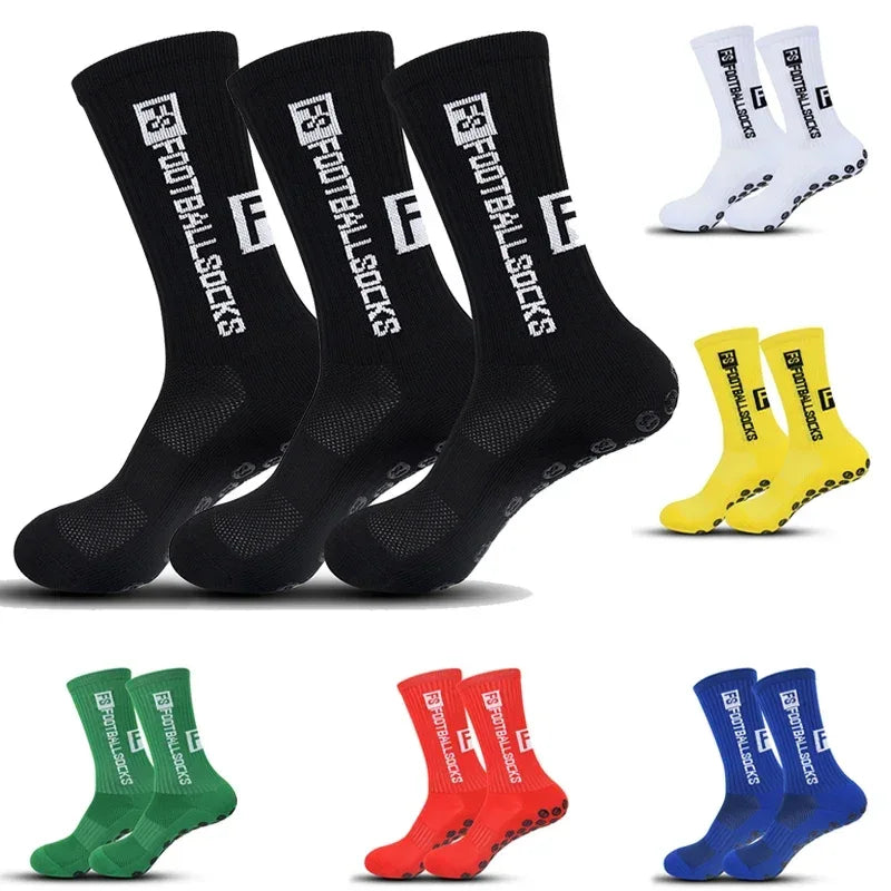 3 Pairs FS Non-slip Football Socks Men Women Sports Anti-Slip Soccer Stockings Silicone Bottom Breathable Outdoor Soccer Socks - Luvia