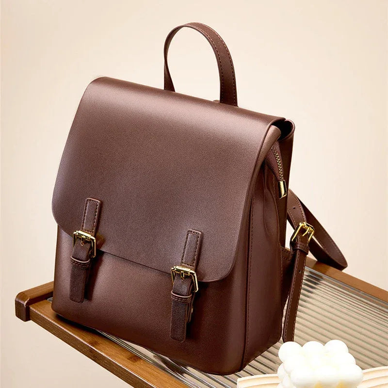 XMESSUN New Genuine leather Backpack for Women 2026 Fashion High Quality Lady Double Shoulder Large Capacity Travel Backpack - Luvia