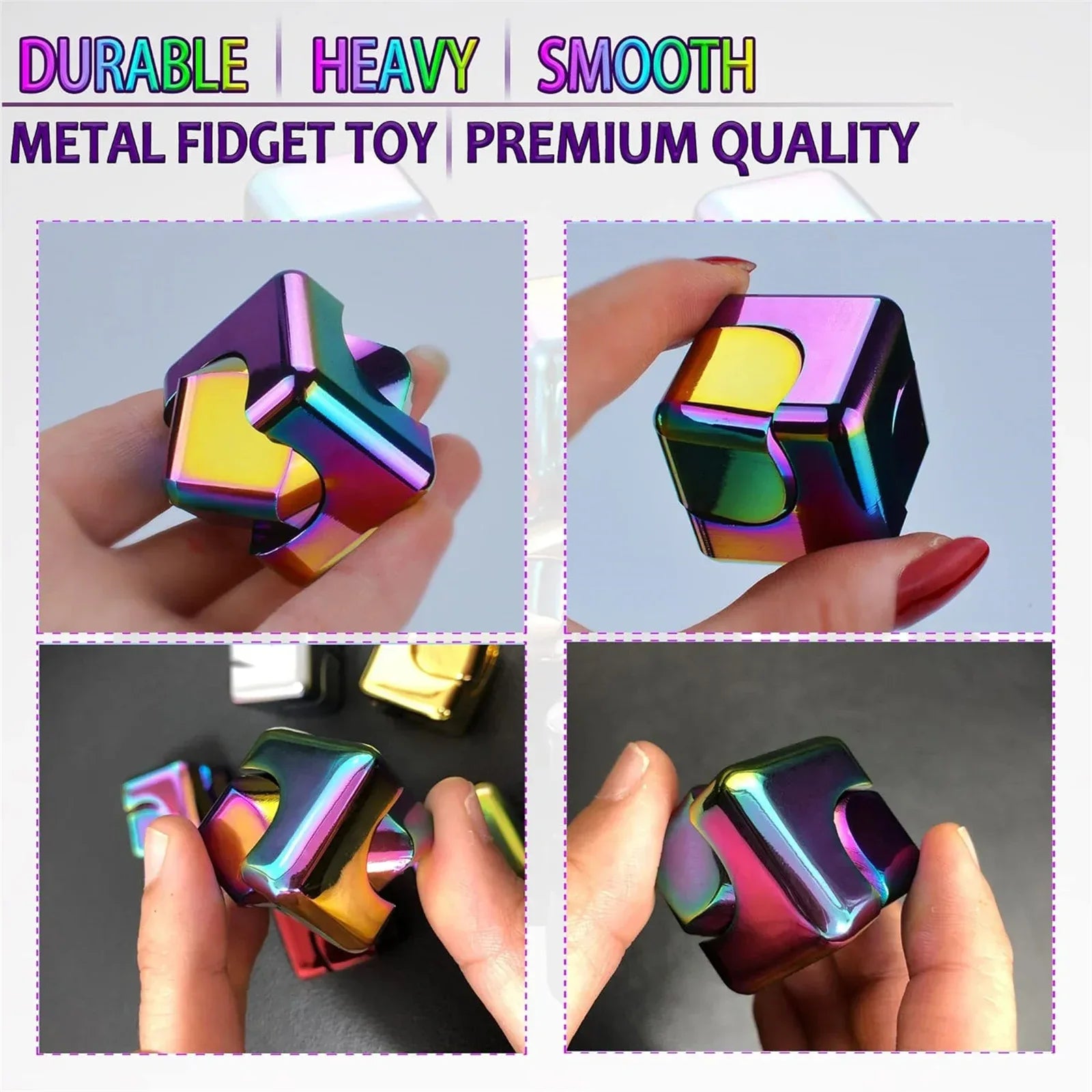 Fidget Spinner Toys Cube Metal Cool Stuff Desk Gadgets Office Toys Small Anxiety Figette Sensory Toy ADHD Tool for Teens Adults - Luvia