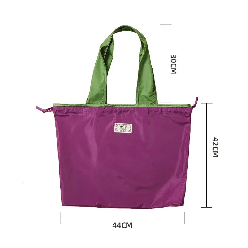 1-Pack Reusable Shopping Bag, Large Capacity Foldable Drawstring Eco-friendly Storage Bag, Casual Shopping Shoulder Bag - Luvia