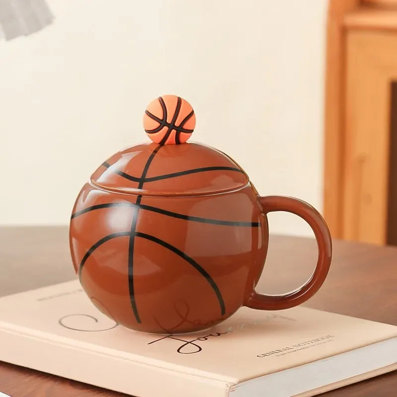 Novelty Basketball Styling Mug Sports Theme Family Ornament Coffee Mug Juice Drinking Set with Ceramic Sports Souvenir - Luvia