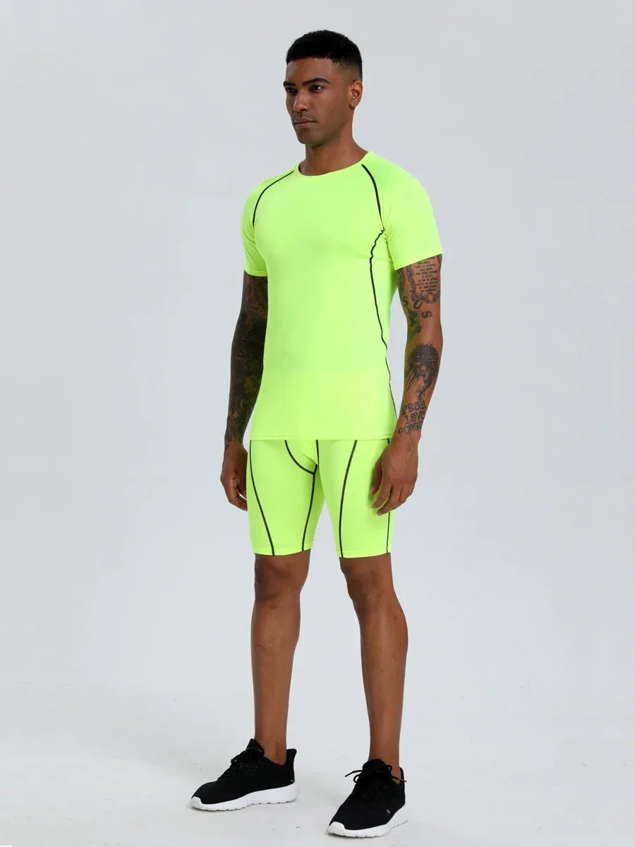 Men's Compression Top, Active Mid Stretch Breathable Moisture Wicking Workout T-shirt For Outdoor Sports - Luvia