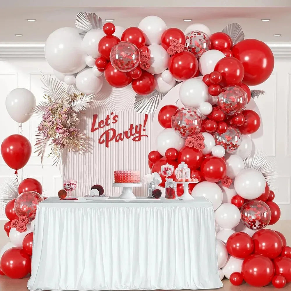 108PCS Red & White Balloon Arch Kit – Perfect for Baby Showers, Weddings, Anniversaries, Engagements, Birthdays, Graduations - Luvia