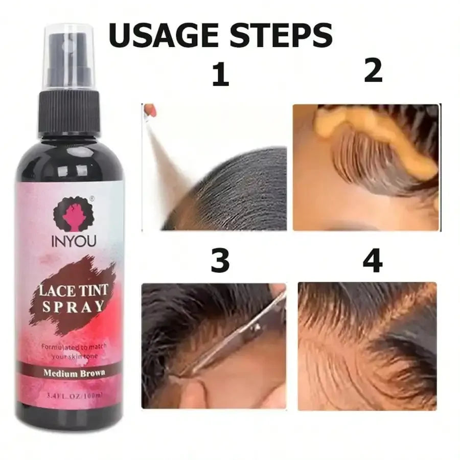 Lace Tint Spray For Wigs, Waterproof Lace Tint Melting Mousse Spray Concealer For Lace Closure Front Wigs Toupees - Luvia