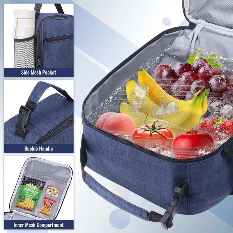 Insulated Lunch Bag with Side Mesh Pocket 6.3L Portable Lunch Box Waterresistant Leakproof Cool Bag for Outdoor Beach Bento Pack - Luvia