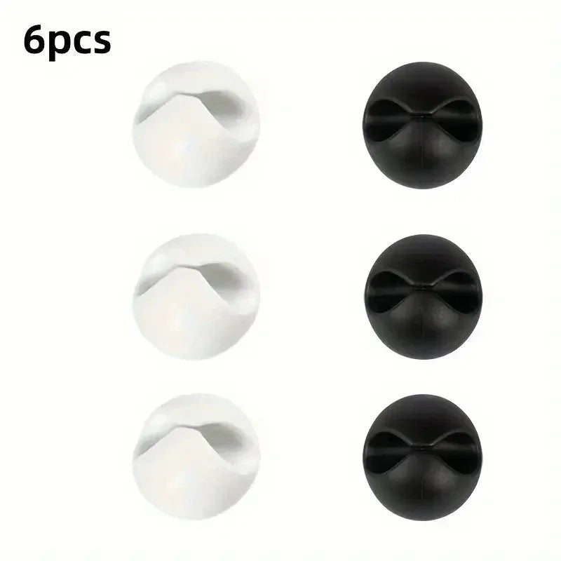 6-pack Cable Clips - Cable Organizer for Home, Office, and Car Charging - Desktop and Data Cable Management - Luvia