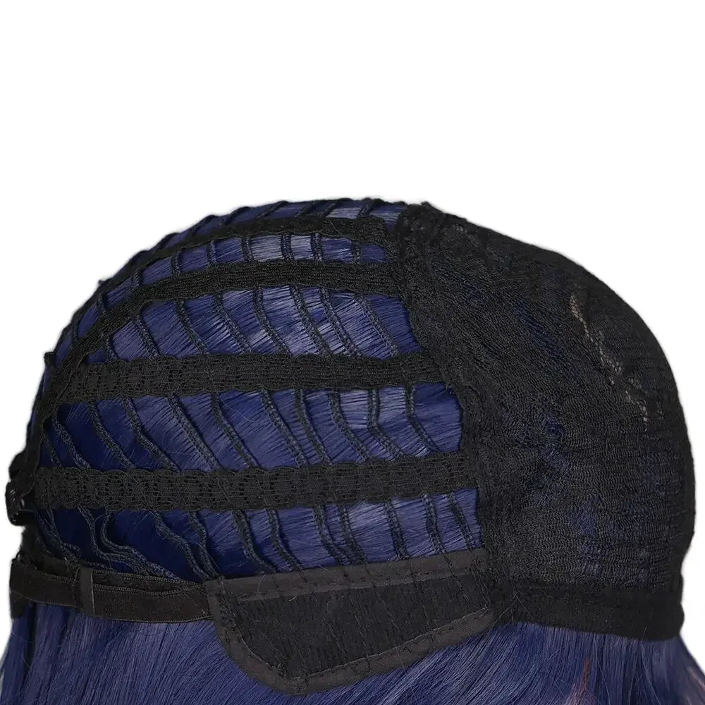 Synthetic Replacement Hair Wig With Bangs Blue Color Heat Resistant Wigs for Fashion Women - Luvia