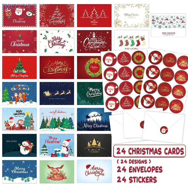 Christmas Cards With Envelopes And Card Organizer(Pack Of 24) Holiday Greeting Cards And Envelopes Christmas Gift Cards - Luvia