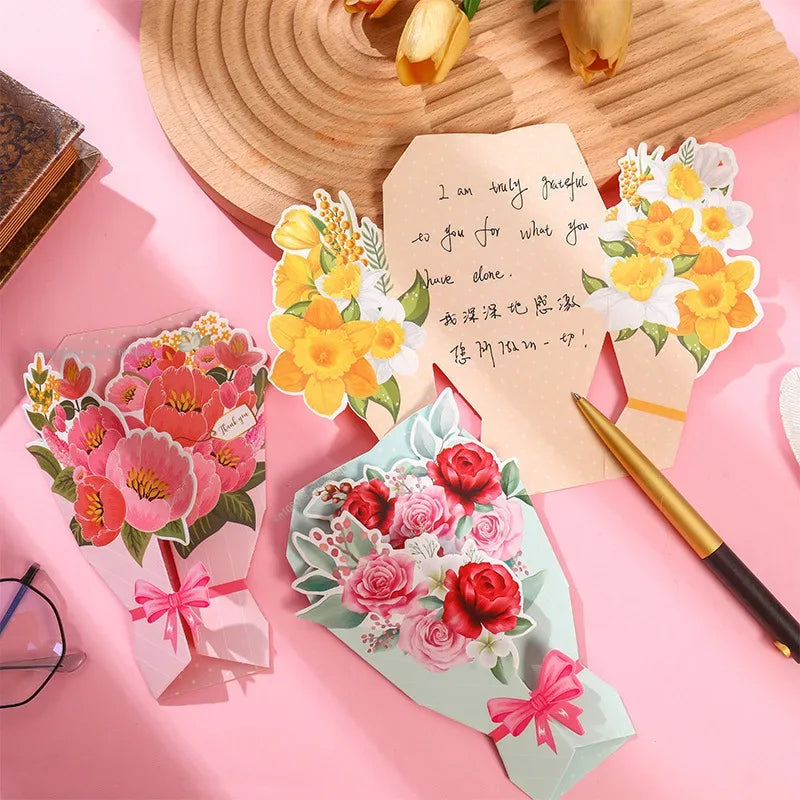 Creative Carnation Thanks Flowers Postcard Exquisite Beautiful Greeting Card Floral Birthday Cards Teacher Day Birthday Gifts - Luvia