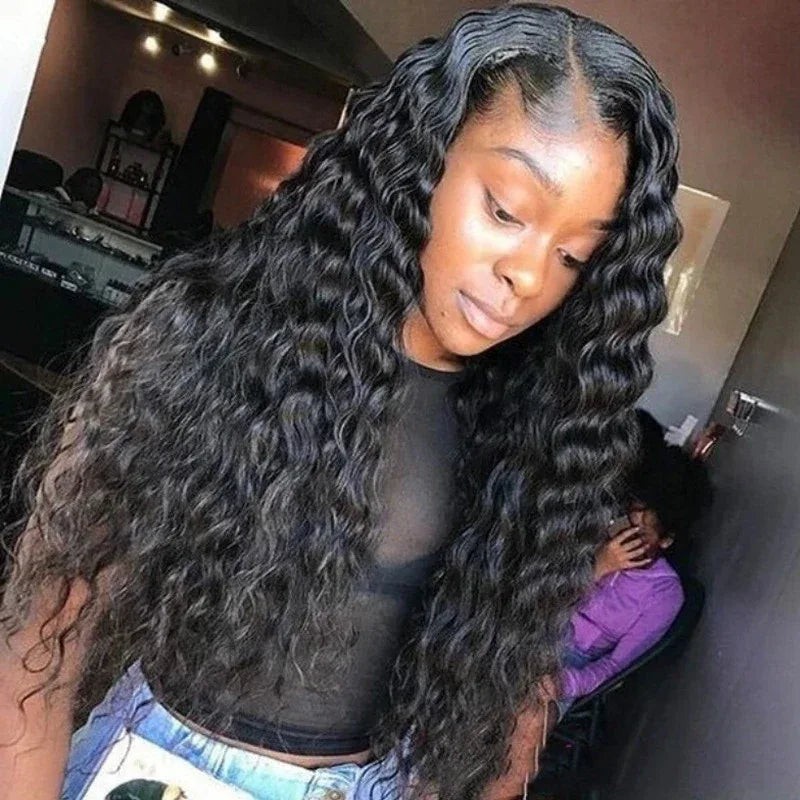 Wig for Women, African Small Curls, Fashionable Middle-Parted Long Curly Hair, Corn Perm Synthetic Fiber Wig Headgear - Luvia