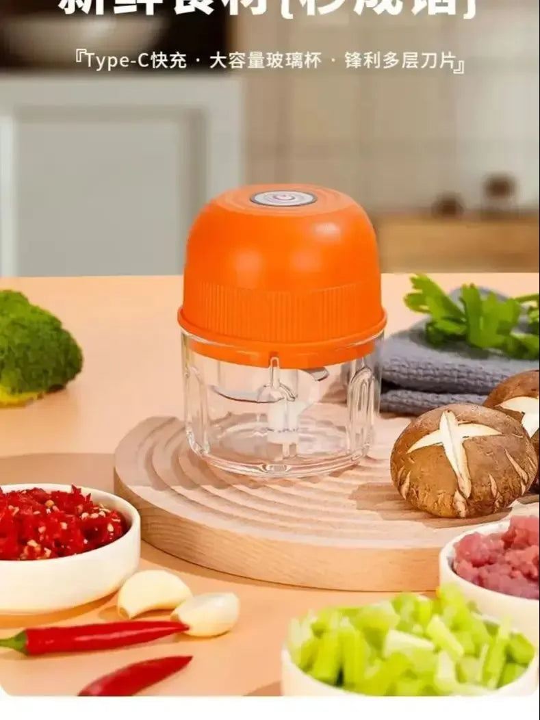 Electric Garlic Masher Garlic Mashing Machine 260ML Meat Grinder Onion Vegetable Crusher Kitchen Mini Blender - Luvia