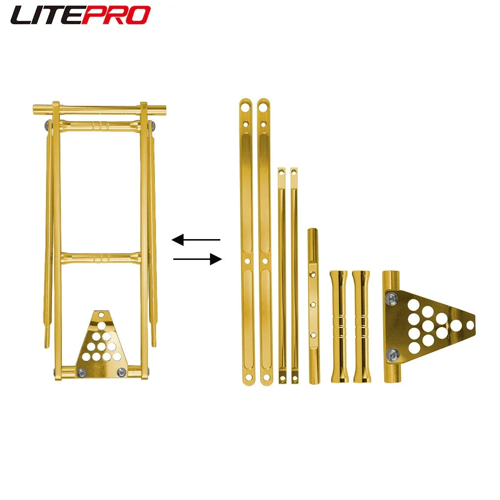 Litepro Foldable Rear Cargo Rack For Brompton Bicycle Portable Luggage Carrier Shelf Aluminum Alloy Tail Shelf Holder - Luvia