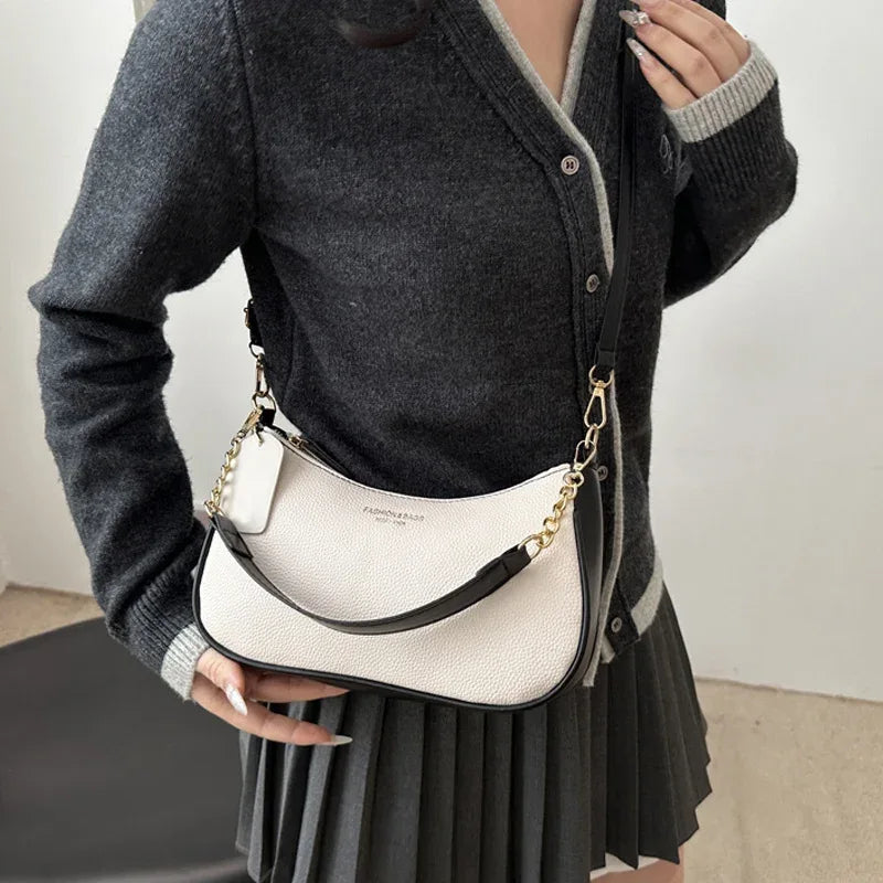 Cherry Pendant Crossbody Bag for Women PU Leather Crescent Bag Adjustable Strap Underarm Bag Closure Handbag for Work Travel - Luvia