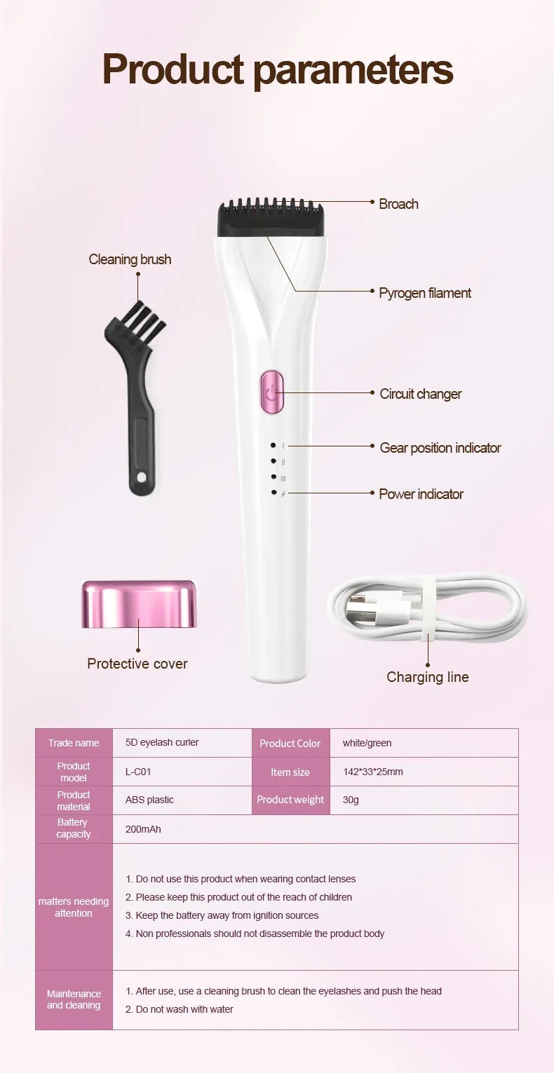 Heated Eyelash Curler Electric 3Modes Eye Lashes Eyelash Grafting Long Lasting Makeup Tools Hot Viewer for hot beulah - Luvia