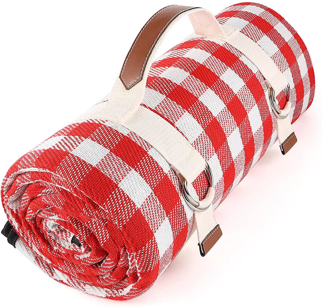 Waterproof Picnic Blanket Portable with Carry Strap for Beach Mat or Family Outdoor Camping Party - Luvia