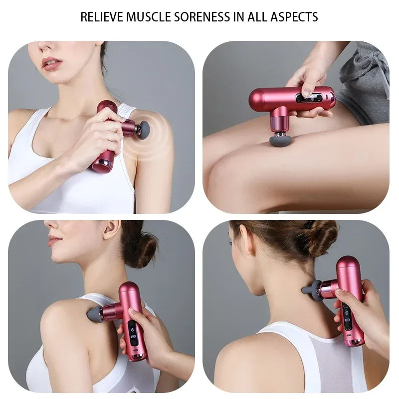 New Massage Gun Brushless Motor Percussion Deep Tissues Electric Handheld Portable Massager Relaxation Relief Body Muscle - Luvia